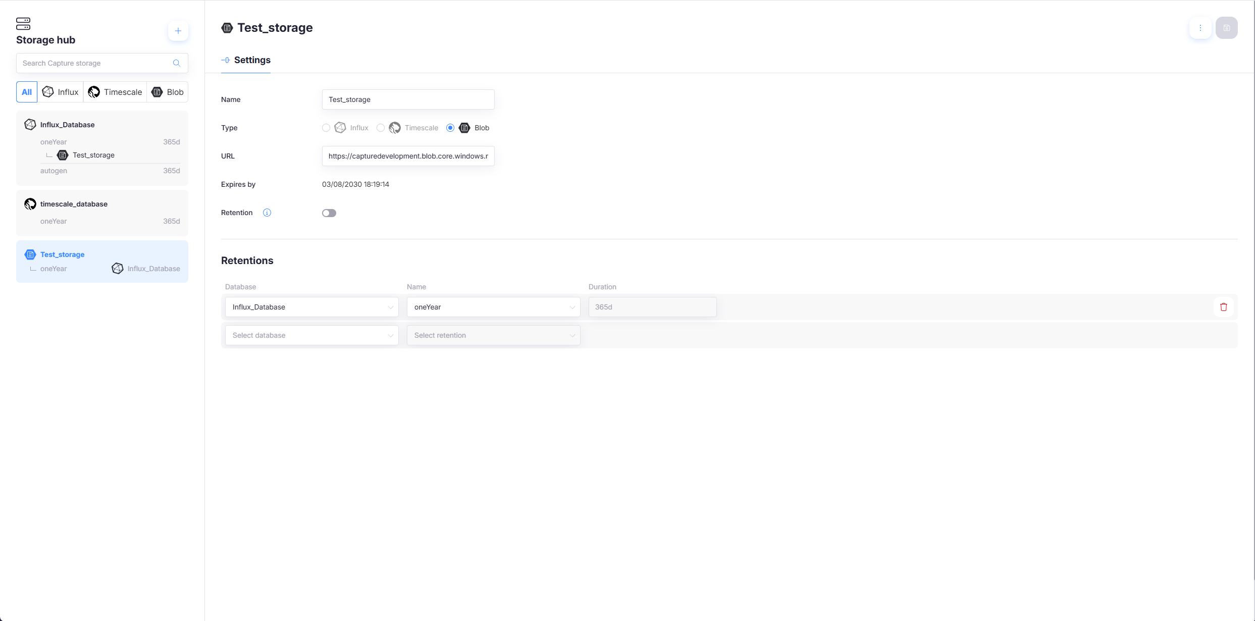 Blob Store - Settings