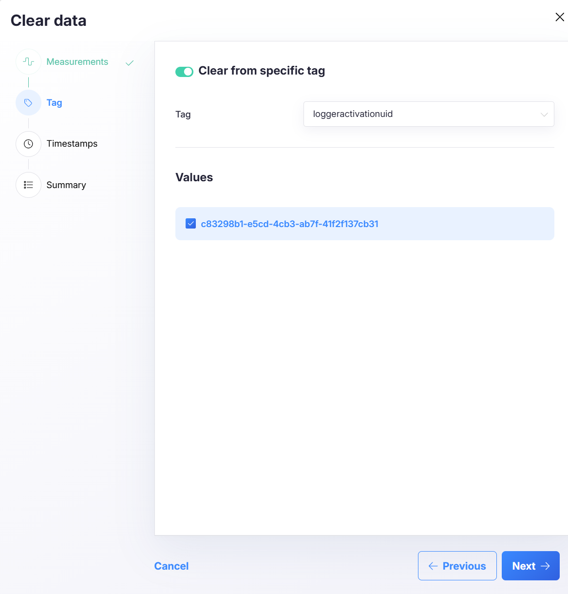 Clear data - Tag