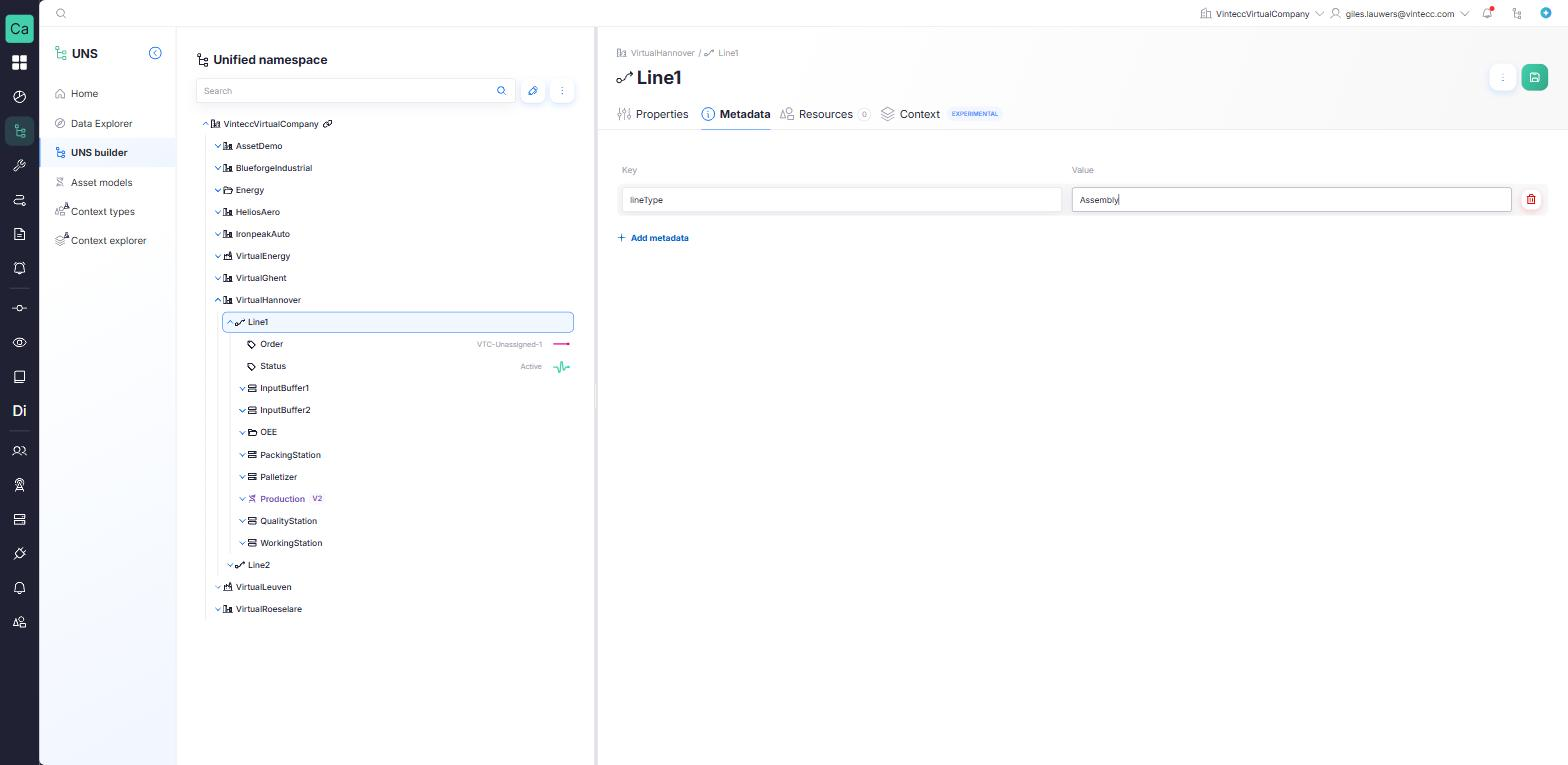 The Metadata tab with one key and value