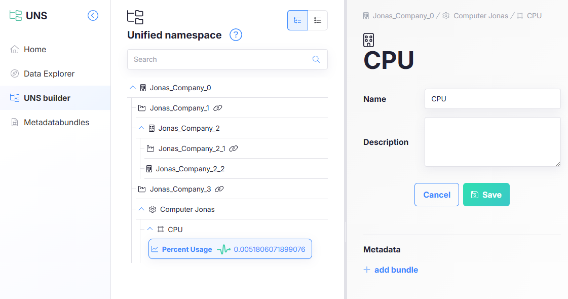UNS Builder Interface