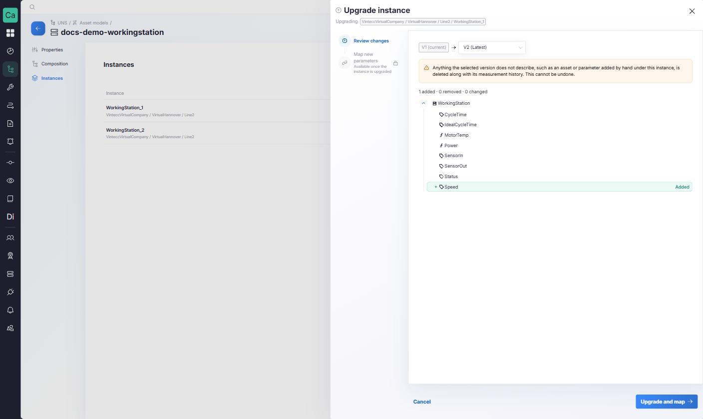 The Upgrade instance panel